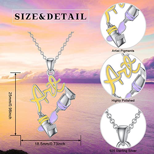 Dorunmo Art Palette Necklace Sterling Silver Art Necklace For Women Colorful Paint Necklace Art Painter Charm Necklace Future Artist Gifts For Art Teacher Women Girl #TOP1