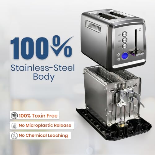 Image of Hamilton Beach 2-Slice Pop-Up Toaster | 100% Stainless Steel Body | No Microplastic Release | 7 Browning Levels | Extra-Wide Slots | Cool-Touch Exterior | Removable Crumb Tray