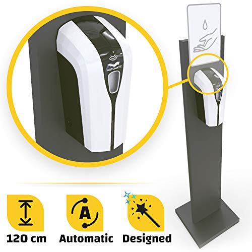 Preisvergleich Produktbild Klemp Desinfektionsmittelspender mit Ständer, stehender Spender für Desinfektionsmittel, 1000ml, 120cm (Mit Sensor - Einseitig)