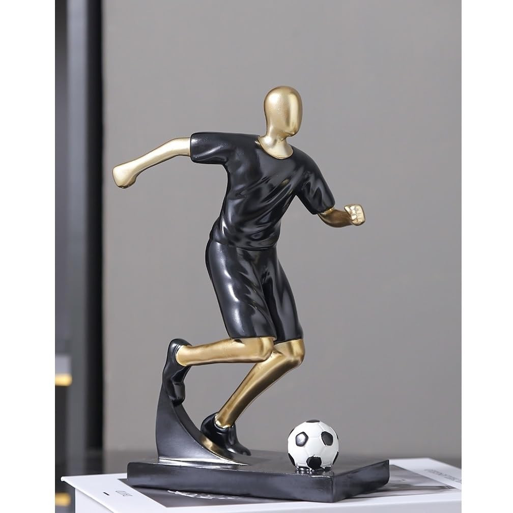 Figura decorativa (2 unidades), diseño de figuras de fútbol creativas, resina, decoración para oficina, salón, hogar, figura artística
