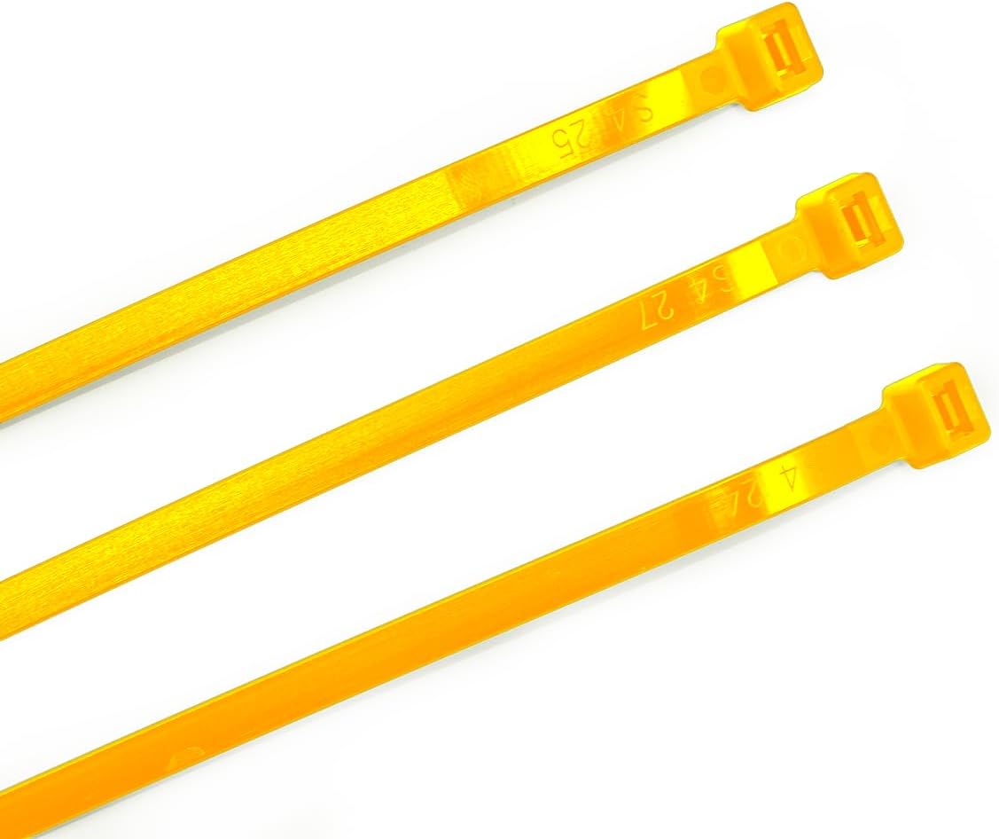 ERKO Cable Ties Plastic Yellow 200 x 3.6 mm Pack of 100 for Securing, Storage, Organization, Construction Sites and Cable Management, for Indoor and Outdoor Use