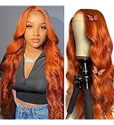 Taiill Orange Ginger Lace Front Wigs Human Hair Body Wave 13x4 HD Lace Frontal Wigs Human Hair Co...