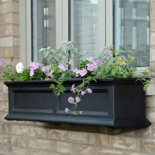 Mayne Fairfield 4Ft Window Box - Black - 48In L X 11In W X 11In H - Polyethylene - Built-In Water Reservoir (5823-B) #TOP1