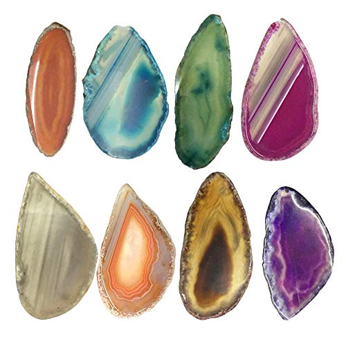 Liery Disque d'agate sous-verre Brésil Pierre précieuse brute Cristal Ornement Maison Décoration Nature Coloré Alagate Perle Quartz poli Décoration de Noël
