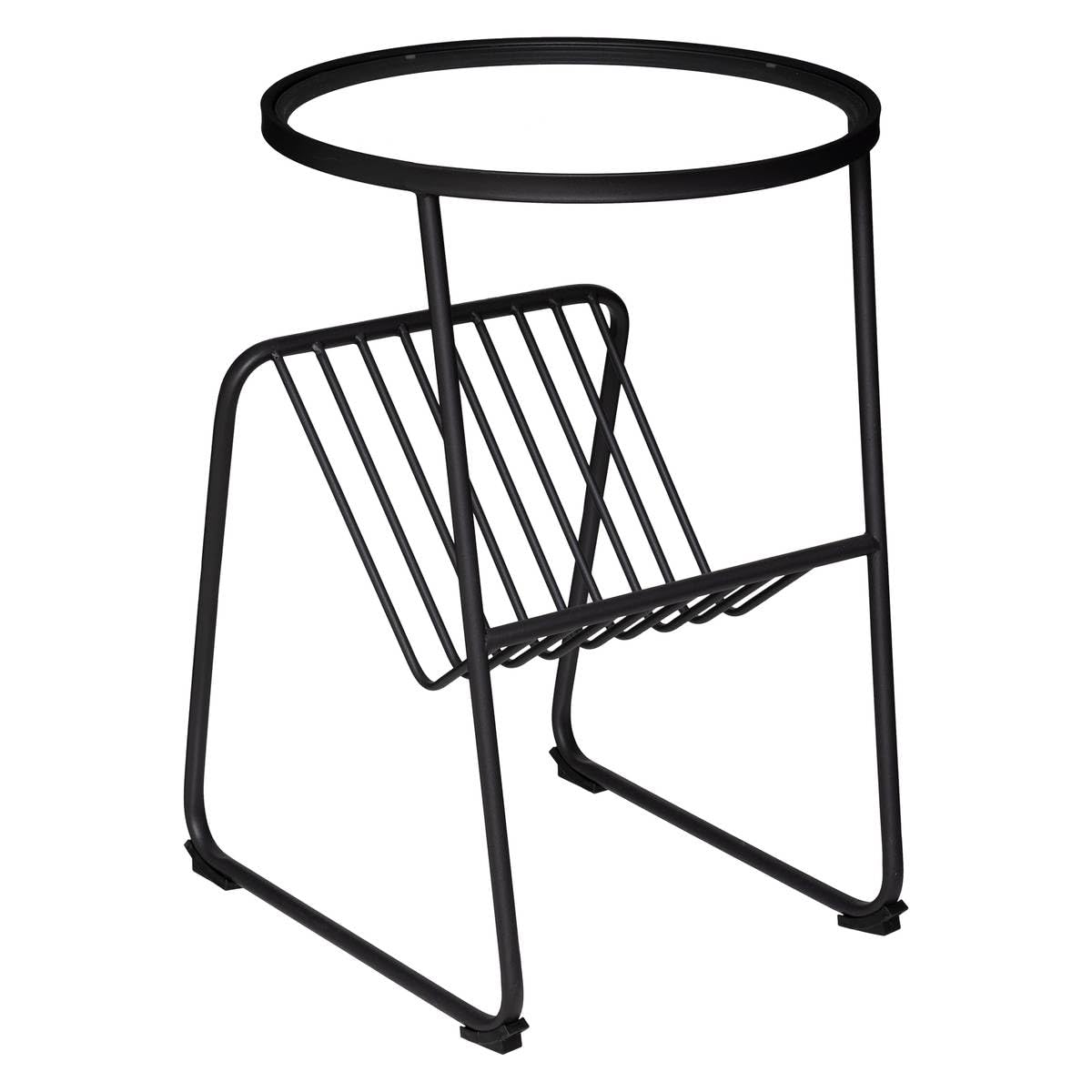 Atmosphera Createur D'interieur Schwarz Beistelltisch Joy Zeitschriftenständer Glas Atmosphäre Designer