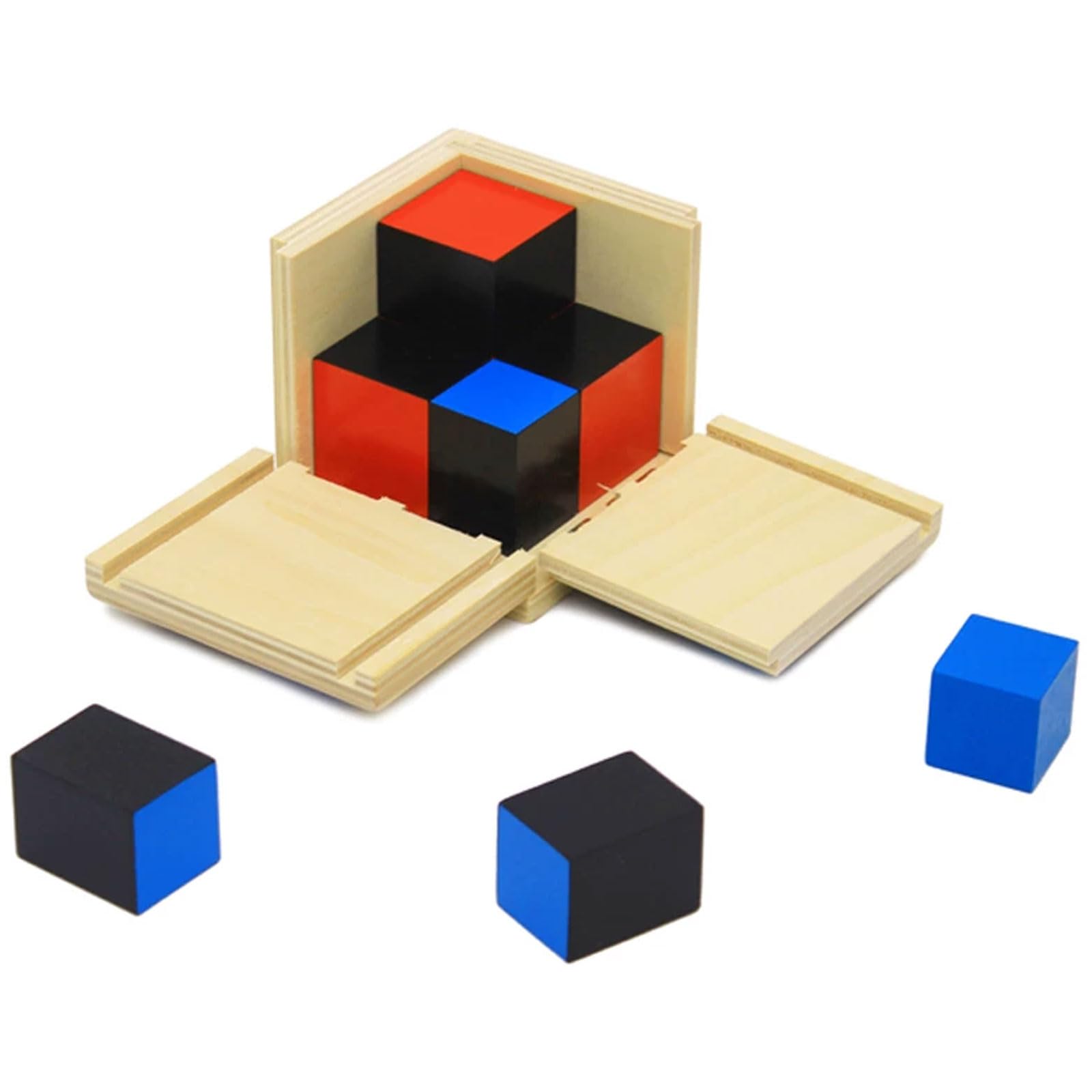 Montessori Holz-Binomialwürfel & Trinomialwürfel | Algebraische Sensorblöcke, Sensorisches Mathematik-Lehrmittel, Kinder 3D-Puzzle-Bausteine Frühes Lernspielzeug