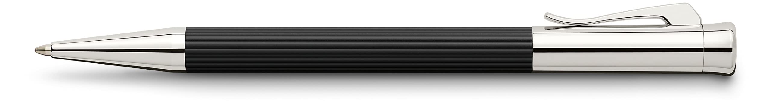Graf von Faber-Castell - Kugelschreiber Tamitio Schwarz | Dokumentenechte Großraummine 0,5 mm, kannelierter Metallschaft und Geschenkverpackung