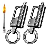 Morisk 2 Pack Permanent Match Keychain, Waterproof Flint Fire Starter Fluid Refillable, Forever Never Ending Matches Strike Anywhere, EDC Emergency Firestarter Key Chain for Survival, Men Women