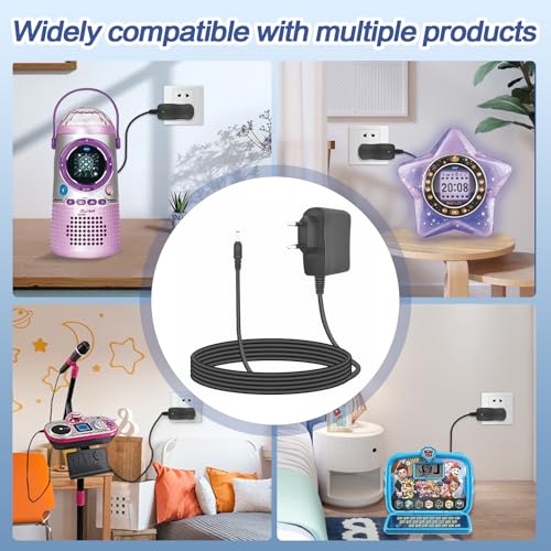 Pixestt Ladegerät, Adapter, 6 V, Ladegerät 6 V, für Sux Produkte, Vetch Wecker oder andere 6 V, 1 A, 1,8 m, Lieferung mit zwei Adapterkabeln.