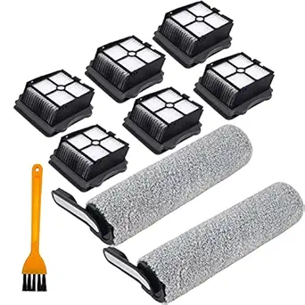 8 Pcs Replenishment Accessory Kit Compatible with Tineco Floor ONE S5 and FLOOR ONE S5 PRO Smart Cordless Wet Dry Vacuum Cleaner, 6 HEPA Filters, 2 Brush Rollers