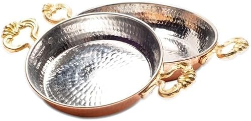 Miniatura 4 de Cacerola de cobre martillada de pared extra gruesa, utensilios de cocina hechos a mano especiales turcos 2 piezas Set