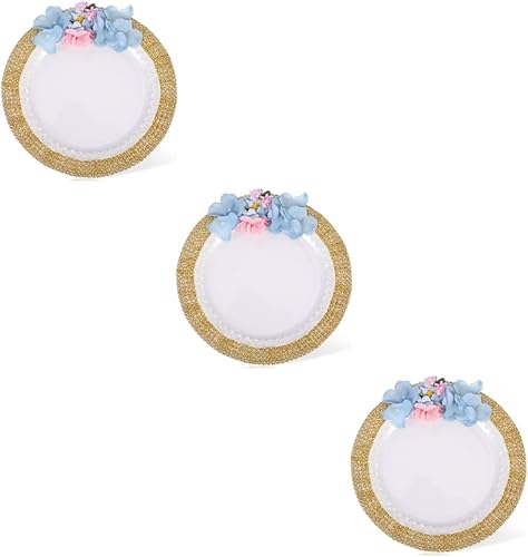 NOLITOY 3 unids Flor Dim Sum Plato Snack Plato Plato Plato de servir Plato de Palomitas de Maíz Bandeja de Pastel de Boda Plato de Pasta Plato de