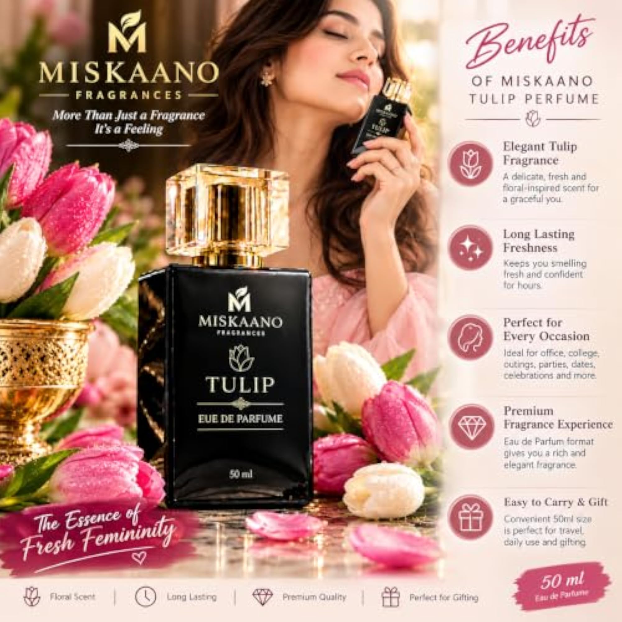 Tulip Eau de Parfume, 50 ml, Unisex
