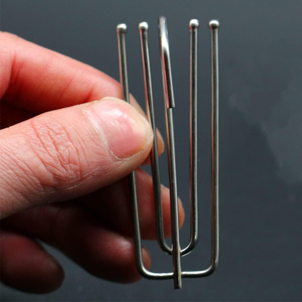 60 Pcs Stainless Steel Curtain Pleater Tape Hooks, 4 Prongs Drapery Pleat Hooks Pinch Clips