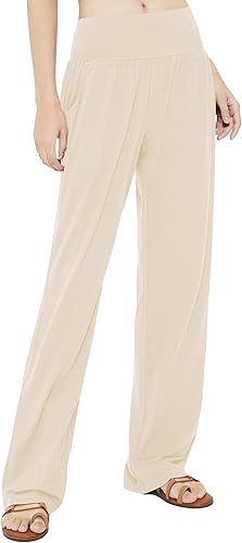 Miniatura 2 de Urban CoCo Pantalones de yoga cómodos para mujer, pantalones casuales de pierna ancha, pantalones elásticos de cintura alta con bolsillos