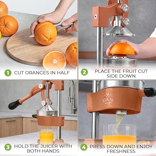 Image of Zulay Kitchen Cast Iron Juicer - Heavy Duty Manual Juicer with Detachable Strainers for Easy Cleaning, Orange Juice Press for Citrus Fruits, Perfect for Bartenders, Juice Lovers & Health Enthusiasts