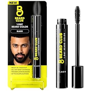 The Beard Club 1 Day Temporary Beard Dye for Men – Black Beard, Mustache & Eyebrow Color for a Fuller, Well-Defined Look, Water & Sweat Resistant, Up to 30 Applications, 0.3 fl oz