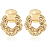 TUCEWP Pendientes geométricos de oro para mujer, aretes gruesos y gruesos, aretes de nudo de moda grandes para regalo de joyería, Acero aleado, Sin piedra preciosa