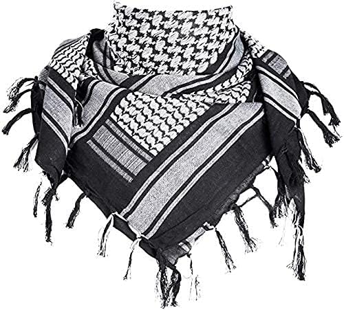 vkg Fashions Men's Pure Cotton Arab Shemagh Neck Wrap Arafat Keffiyah Desert Army Wear Head Scarf Stole (White & Black)-picture-54