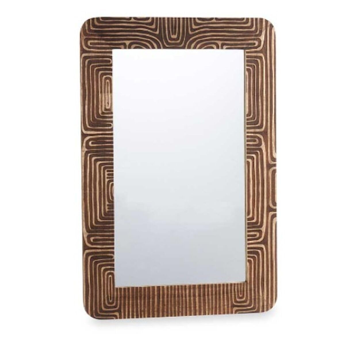 Gift Decor Espejo de Pared Marrón Madera de Mango Curva 90 x 60 x 2 cm