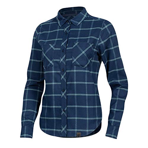 PEARL IZUMI Women s Rove Long Sleeve Shirt, Navy Aquifer Plaid, Medium