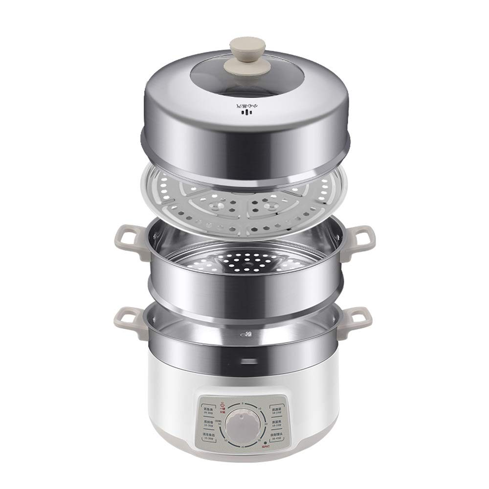 Inicio Vaporera eléctrica de Alimentos Vaporera temporizada Multifuncional Potencia de 3 Capas Cocina a de Gran Capacidad para mariscos