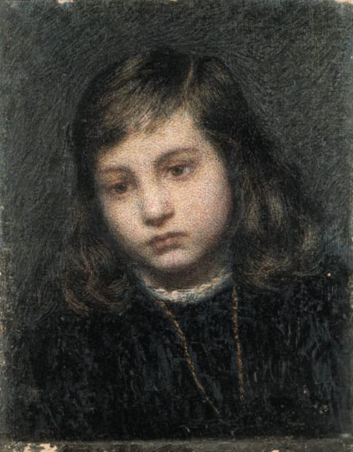 Toile Testa Di Bambina Angelo Morbelli décoration murale affiche peinture