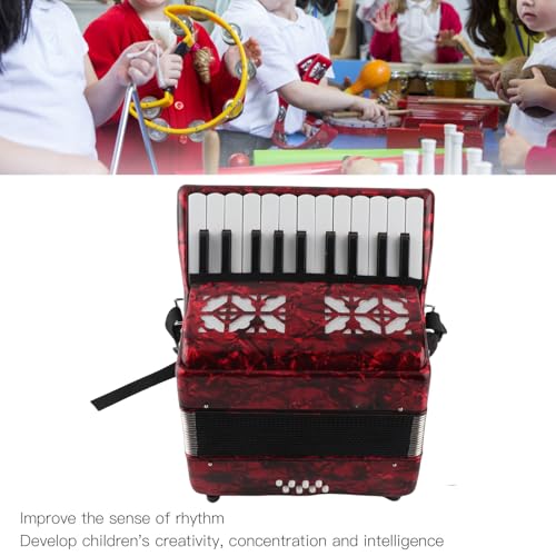 Fisarmonica IRIN a 8 bassi e 22 tasti, strumento musicale per bambini principianti. Adatta a bambini alti 110-140 cm o principianti.