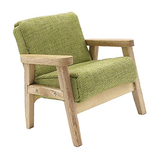 dailymall 1/12 Mini Sofá Individual Mobiliario de Habitación Accesorios Decorativo para Casa de Muñecas - Verde