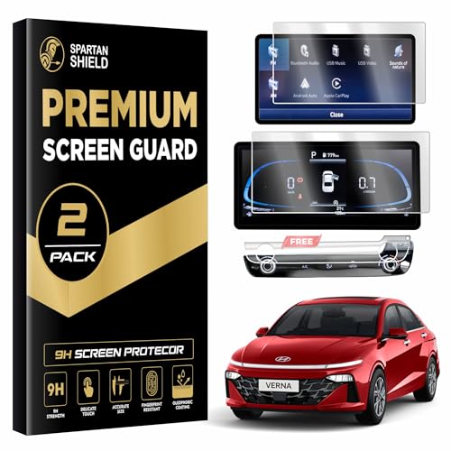 Image of Spartan Shield TouchScreen Protector For HYUNDAI VERNA 2023 SX(O) Infotainment System (10.25 inch Inch) & Digital Instrument Cluster Guard GPS System [Not Tempered Glass]
