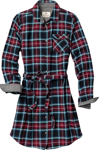 Legendary Whitetails Women's Plaid Flannel Dress with Pockets and Belt