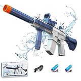 Electric Water Gun Automatic Water Squirt Guns with 180CC High Capacity & 2 Rechargeable Batteries, One-Button Water Toy Guns for Adults Boys Girls in Summer Swimming Pool Party Beach Outdoor (Blue)