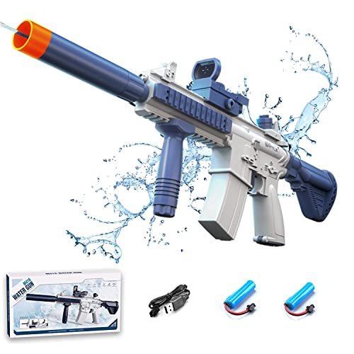 Electric Water Gun Automatic Water Squirt Guns with 180CC High Capacity & 2 Rechargeable Batteries, One-Button Water Toy Guns for Adults Boys Girls in Summer Swimming Pool Party Beach Outdoor (Blue)