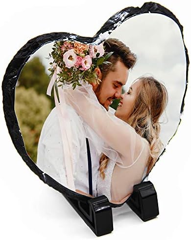 Dalton Designs UK Personalised Heart Shaped Matte Photo Rock Slate - Add Your Own Photo - 20cm