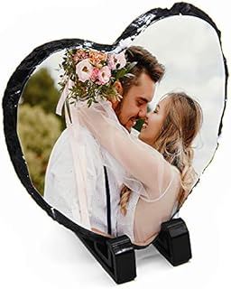 Dalton Designs UK Personalised Heart Shaped Matte Photo Rock Slate - Add Your Own Photo - 20cm