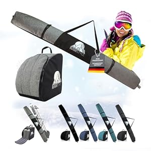 Rawstyle Skitasche Ski-Schuh-Tasche Kombi-Set SKI-Tasche wasserdicht Ski Bag Ski Cover Wintersport 160cm 180cm Modell 3 (meliert grau, 180cm)