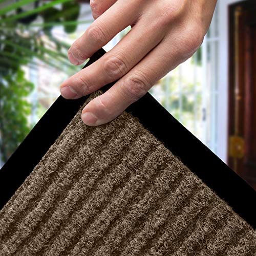 LuxUrux Durable Rubber Door Mat - Heavy Duty, Indoor/Outdoor, Easy Clean, Waterproof, Low-Profile Entry Mat (3 x 5 Feet, Striped Brown) - Ideal for Entryways, Patios, Garages, High Traffic Areas - Thumbnail 3