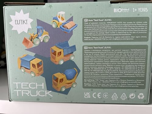 ELFIKI LKW Spielzeug, LKW Kipper, Biospielzeug, TECH Truck, Bio Kunststoff, Kinderspielzeug, Sandspielzeug für Innen und Außen, Spielzeugauto für Kinder ab 1 Jahr