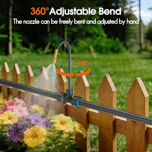 Image of 98FT 1 /2 inch Drip Irrigation System Kit with Smart Water Timer for Garden,Automatic Watering System with 20pcs 360 Adjustable Copper Nozzles, Irrigation System for Garden,Yard, Lawn,Greenhouse
