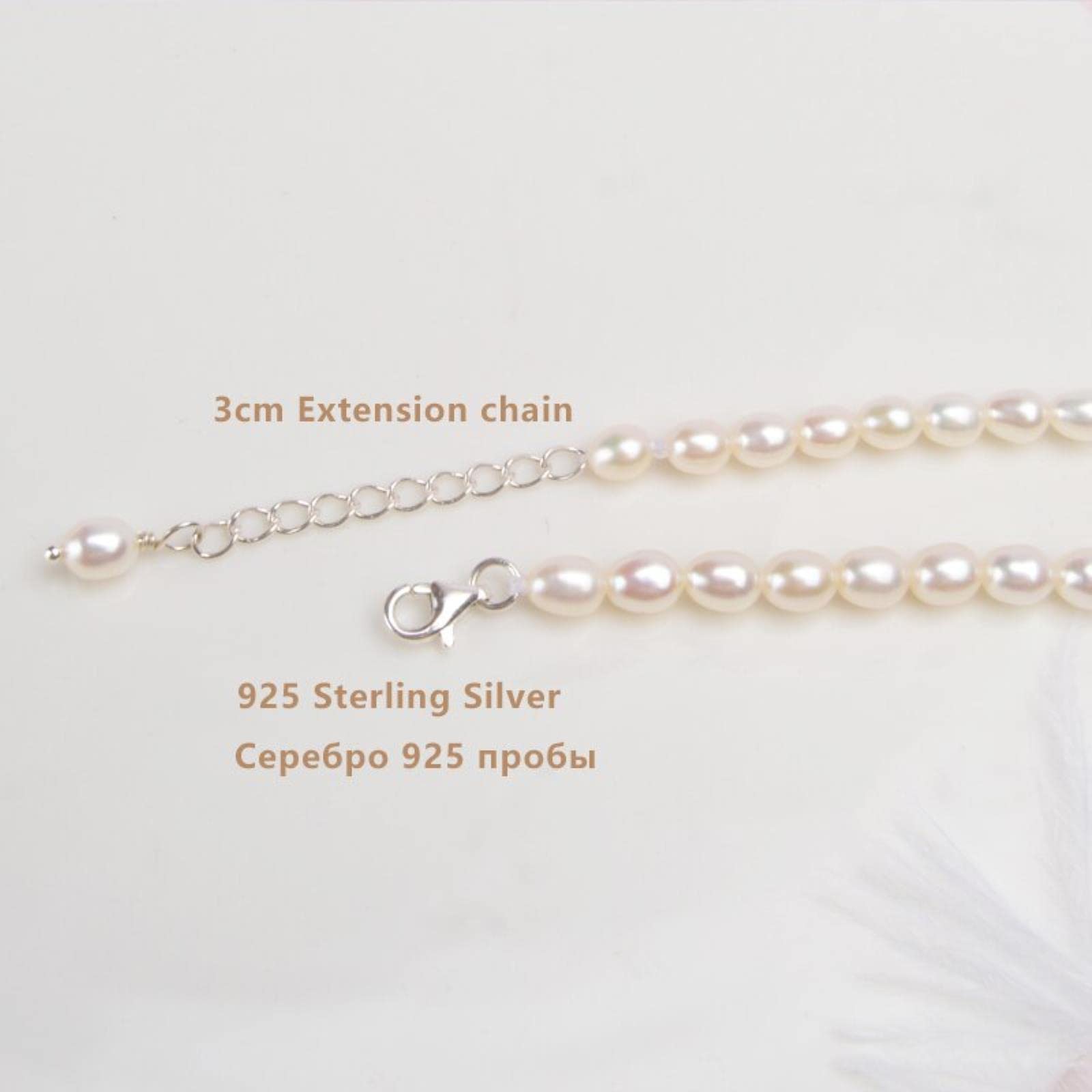 Vero E Proprio Mini Collana di Perle d'Acqua Dolce Naturali Gioielli in Argento Sterling 925 per Bambini Bambini Ragazza Regalo Adorabile per Il Nuovo Anno