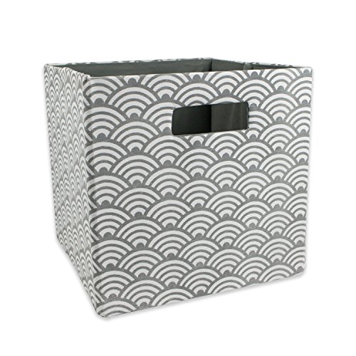 DII Collapsible Hard Sided Bin, Waves, Gray, Small