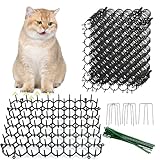 KOKMEYA Tappetino repellente per gatti, 20 x 15 cm, con punte, confezione da 12, mantiene i gatti fuori dalle piante in vaso, con picchetti a forma di 8 U e 20 fascette con cerniera, barriera per