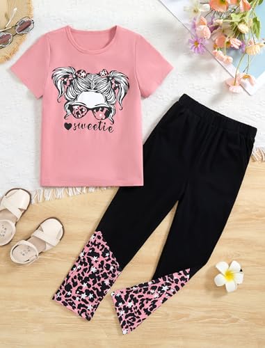Image of Girl Clothes Cute Cool Girl Tops Splicing Pants 2 Piece Girls Summer Outfits 6-14 Years