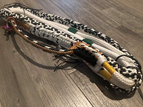 Bull Rope Black & White Dalmatian Pro 9/7 Right Hand Soft 3/4 x 3/4 Bull Riding Rodeo 16'