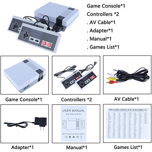 Classic Games Console Retro Handheld Game Console AV Output Video Games Built-in 620 Classic Games for Kids& Adults Children Gift, Birthday Gift - Thumbnail 5