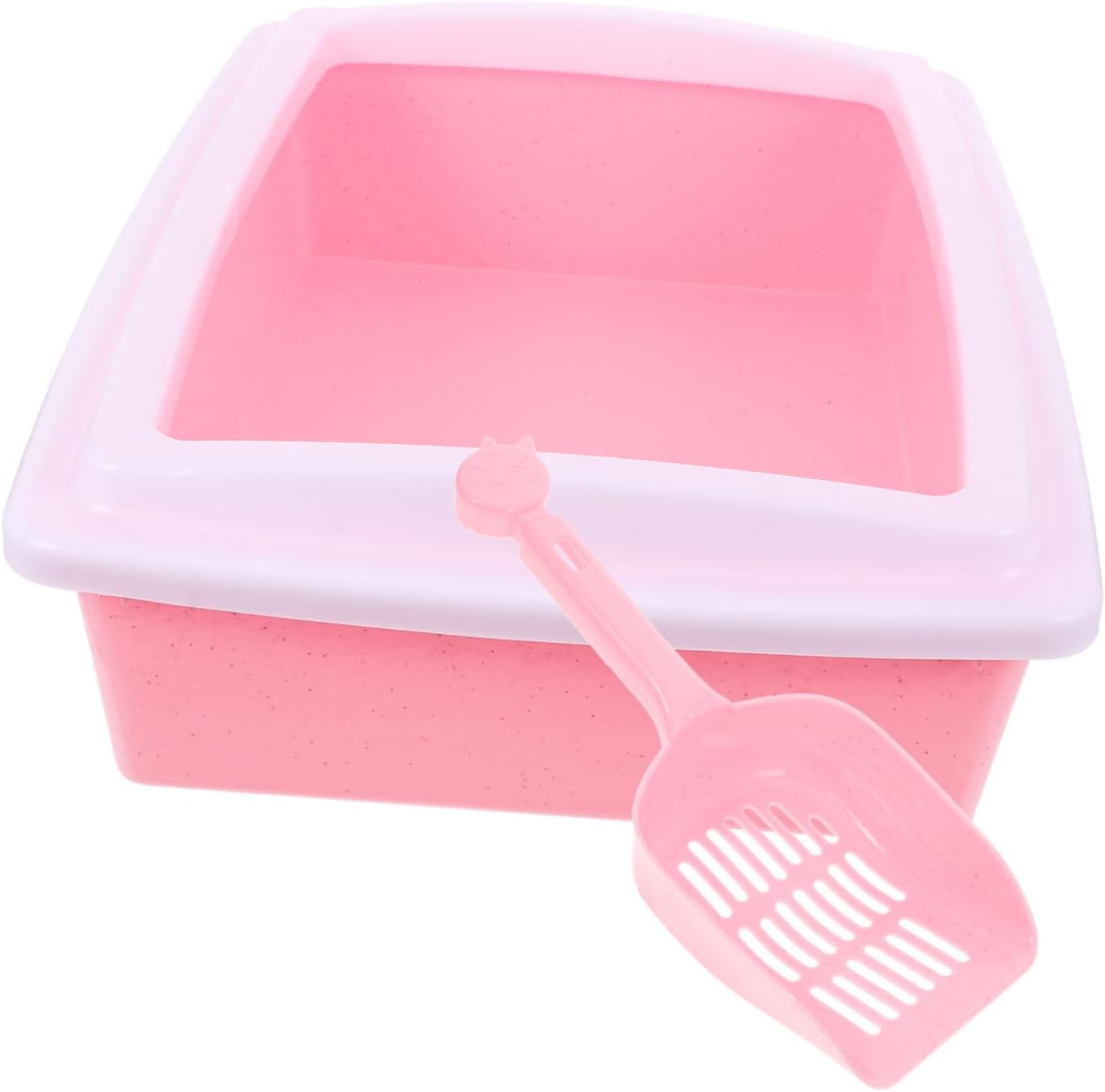 Potty Pan Semi Enclosed Cat Litter Box with Scoop for Indoor Use Splash Prevention Design for Kittens and Adult Cats Easy Cleaning Plastic Litter Tray