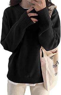 【1/2style】クルーネックセーター レディース ゆったりシルエット 無地プルオーバー きれいめ オフィスカジュアル 長袖 秋冬