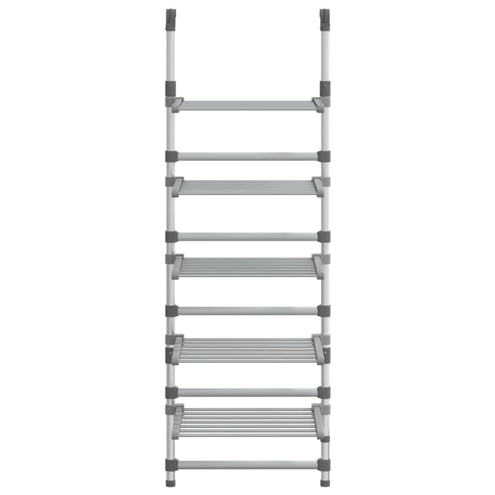 Klappbarer Wäscheständer aus Aluminium, Silber, 50x25x147-187 cm, höhenverstellbar, platzsparend für Tür- oder Wandmontage im Badezimmer 344384