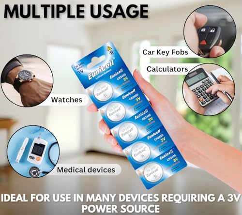 Eunicell - 20 x CR2450 3V Lithium Coin Battery/Button Cell Battery - Suitable for use in LED lights, Digital Voice Recorders, Toys, Blood Glucose, Cholesterol Testing, Meters, Toys - Image 3
