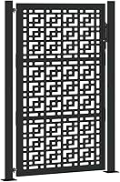 vidaXL Black Steel Patio Gate 41.3x61" Cross Design - Durable Weathering Steel Garden Fence Entry